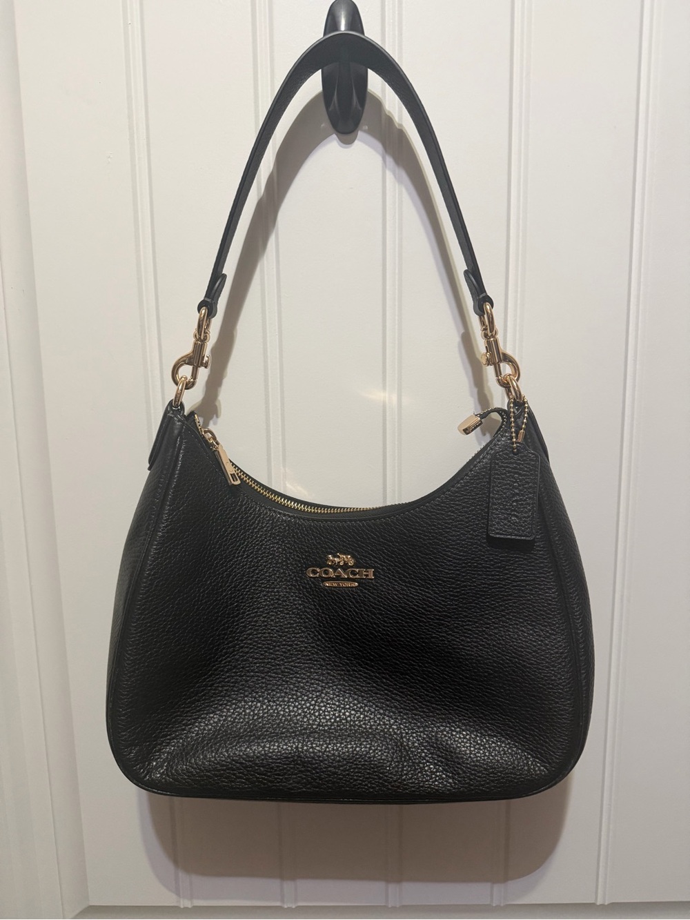 Coach Black Pebbled Leather Hobo with Gold Hardware